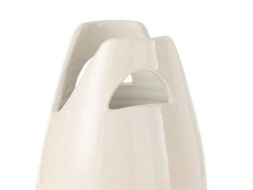 Vaas Groolis wit keramiek H30 cm met elegante vorm en opvallend handvat