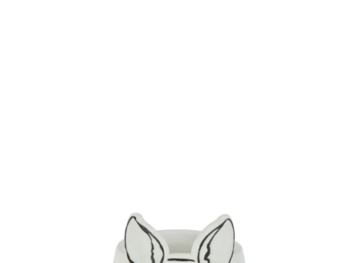 Witte Bloempot Loonnin beton met kattengezicht en ronde bril, H13,5 cm, stijlvol voor kleine planten