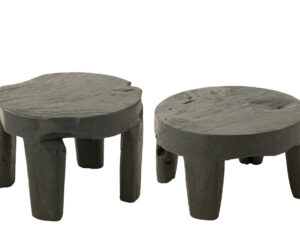 Woonaccessoire Silvea Teak Zwart - Set van 2