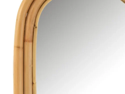 Spiegel Sleeskine Naturel vrijstaande spiegelladder van rotan met slank frame en natuurlijke uitstraling