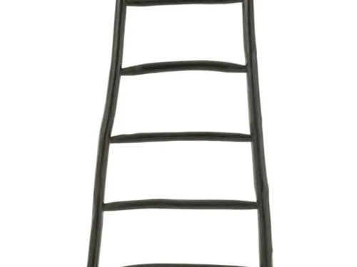 Stustero zwarte teakhouten ladder woonaccessoire met 6 sporten en slank design