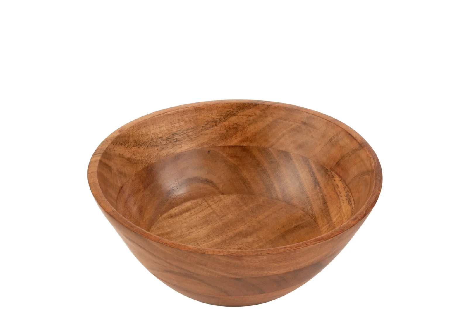 Kom Cobh hout naturel van acaciahout, ronde schaal met warme nerf en compacte vorm