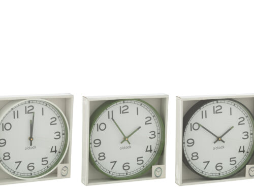 Wandklok Preeldar set van 3, rond en meerkleurig in groen, wit en zwart met moderne uitstraling