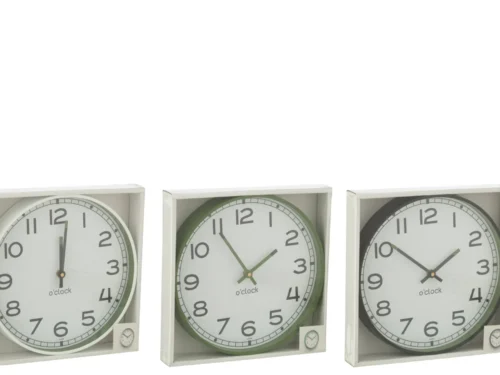 Wandklok Preeldar set van 3, rond en meerkleurig in groen, wit en zwart met moderne uitstraling
