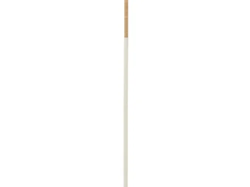 Praurna vloerlamp met rotan kap, naturelle steel en ronde stenen voet, H154 cm