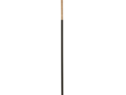 Vloerlamp Veillor Steen H154 cm met natuurlijke rotan kap, zwarte voet en trekkoordschakelaar