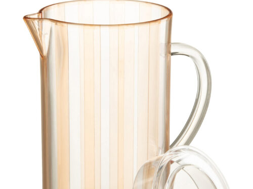 Transparante oranje Jollin kunststofkan met handgreep en schenktuit, speels woonaccessoire voor keuken of tafel