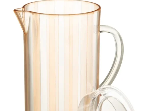 Transparante oranje Jollin kunststofkan met handgreep en schenktuit, speels woonaccessoire voor keuken of tafel