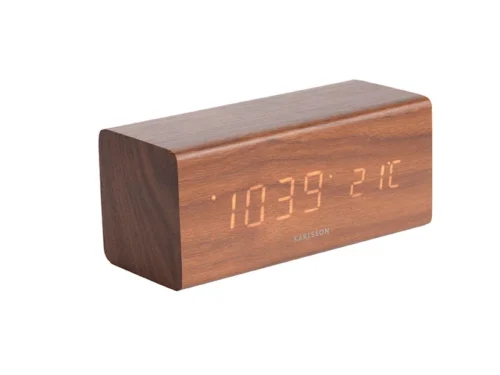 Wekker Fansum Wit, houten digitale wekker met tijd, datum en temperatuur in strak modern design