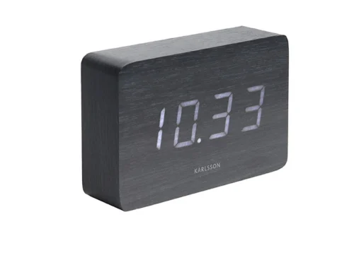 Wekker Beilund Zwart met LED-display, strakke zwarte afwerking en modern compact design