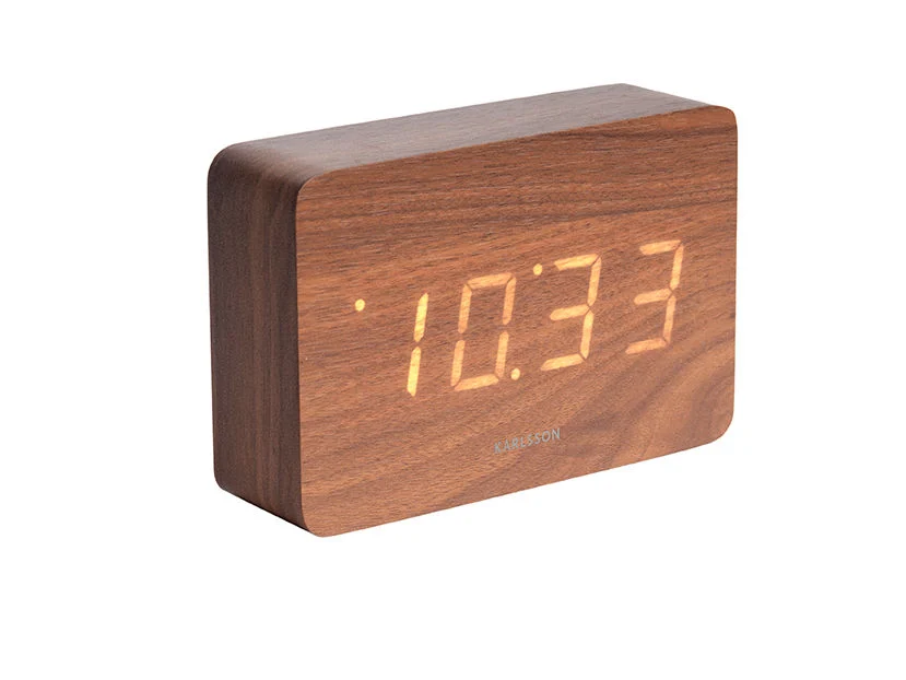 Wekker Biernura Wit met houten look en helder LED-display voor tijd, datum en temperatuur