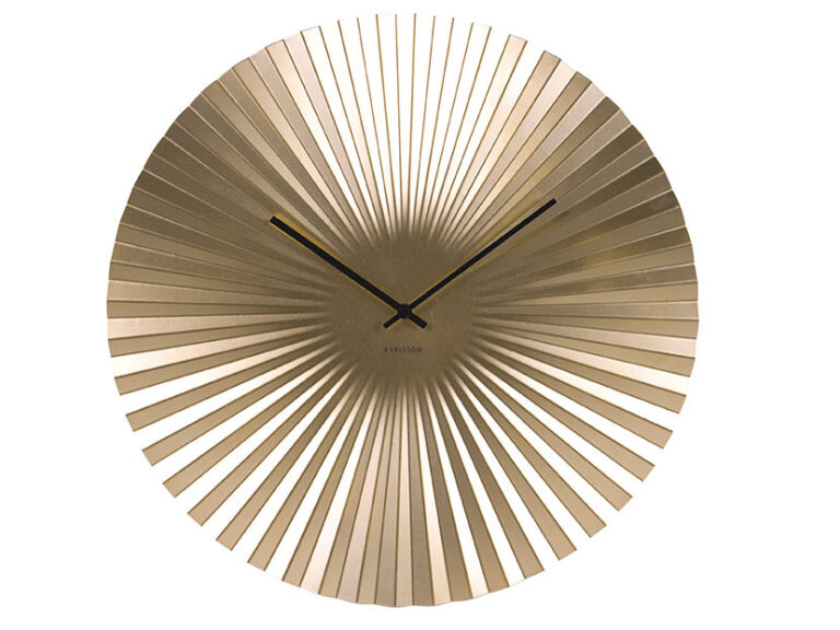Wandklok Flirmen Goud van Karlsson met Japanse waaierlook en chique goudkleurige afwerking