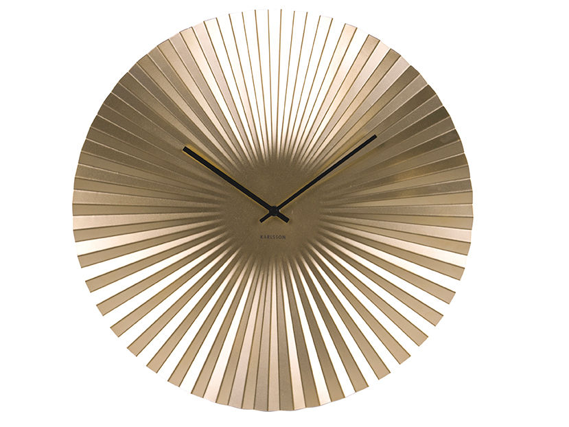 Wandklok Flirmen Goud van Karlsson met Japanse waaierlook en chique goudkleurige afwerking