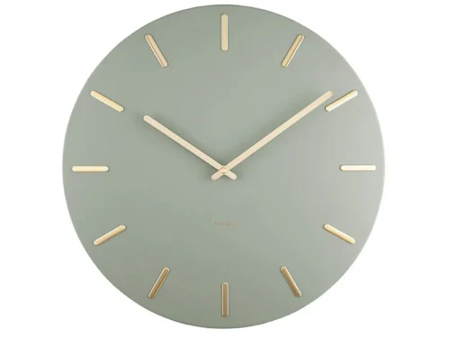 Wandklok Hunino Groen van Karlsson met subtiele gouden details en strak, minimalistisch design