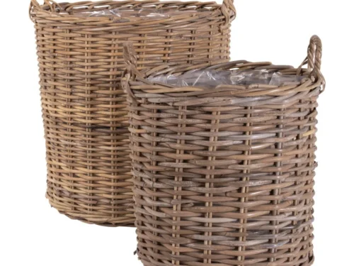 Set van 2 Mand Triendone rotan naturel met handgrepen en uitneembare binnenzakken