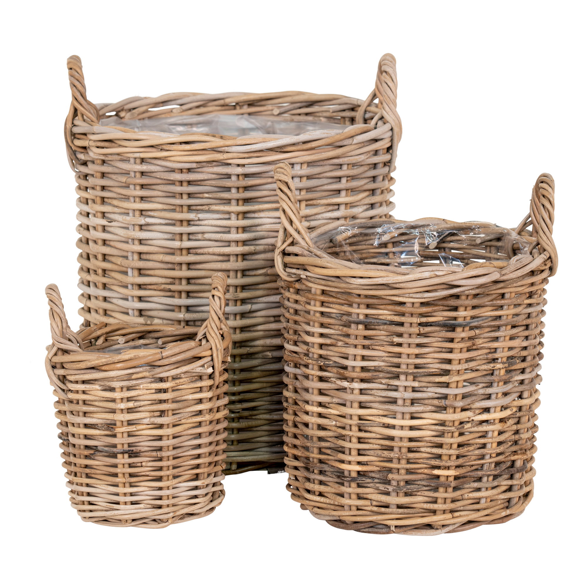 Mand Zedum Rotan Naturel set van 3, handgevlochten opbergmanden in drie formaten met handgrepen