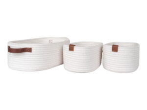 Mand Tindak Katoen Wit - Set van 3