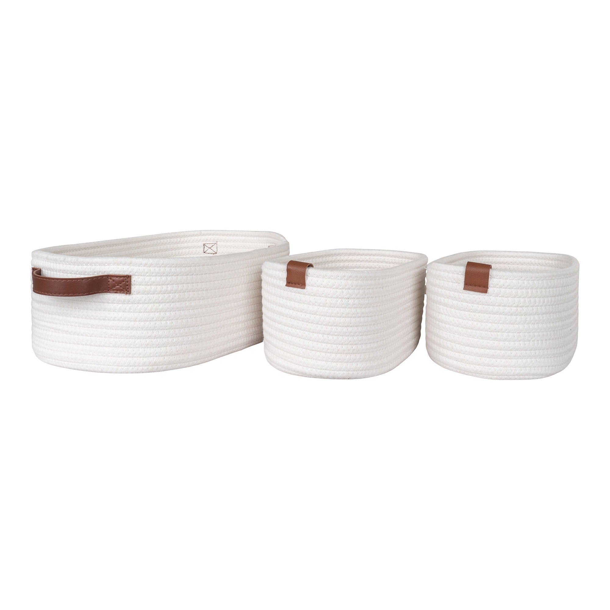 Mand Tindak Katoen Wit - Set van 3