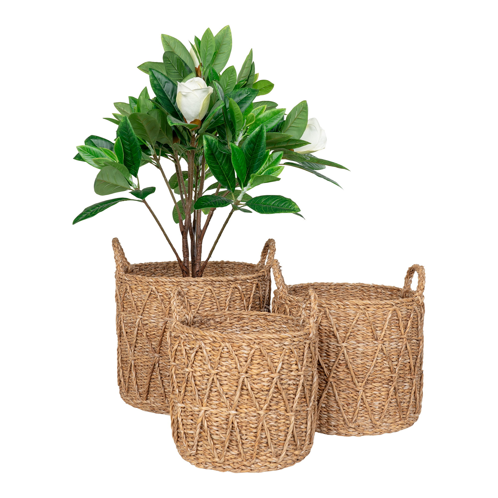 Mand Graultol Zeegras Naturel - Set van 3 - Afbeelding 2