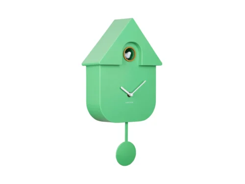 Karlsson Wandklok Vordin Helder Groen, moderne koekoeksklok met slinger en speels huisvormig design
