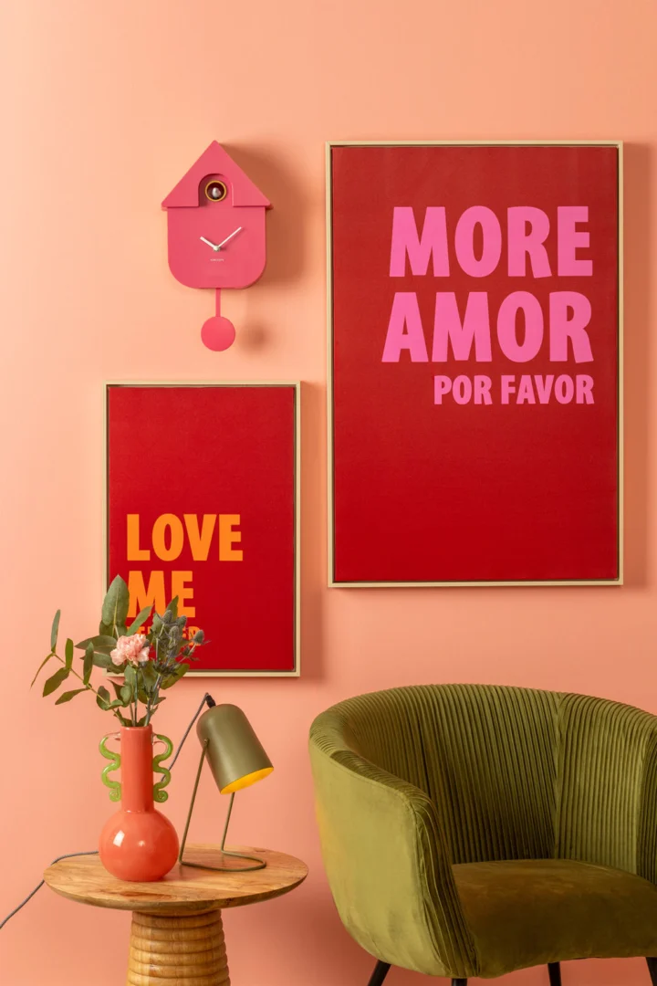 Wandklok Praldel Helder roze metaal - Afbeelding 4