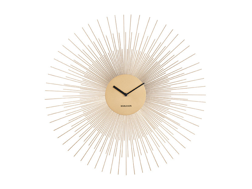 Wandklok Slummio Goud met stralend goud design en minimalistische wijzerplaat, modern accent voor aan de muur