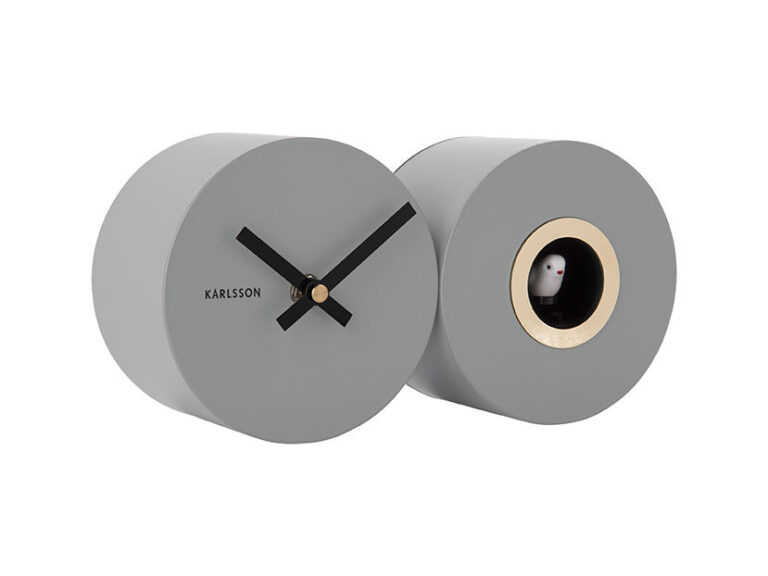 Wandklok Trieran Grijs set van 2 met modern design, cuckoo-effect en stoere uitstraling