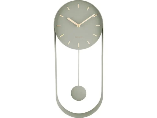 Wandklok Maakil Groen met modern pendulum design en slanke steel afwerking voor een frisse, eigentijdse muurdecoratie