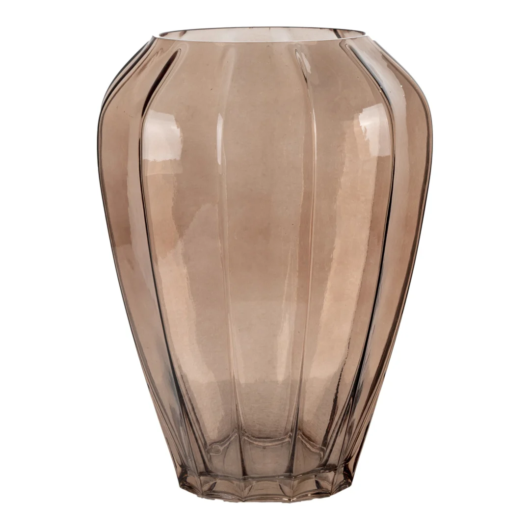 Vaas Sebane bruin glas H29 cm met elegante, stevige vorm en warme uitstraling
