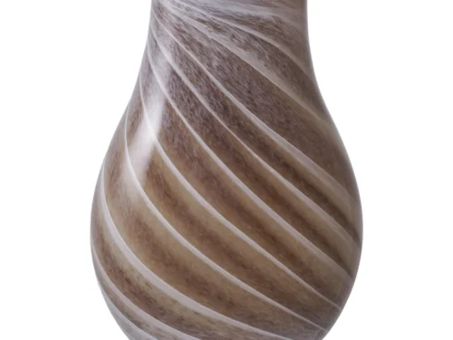 Vaas Cenia van bruin glas, 23 cm hoog, met elegant gedraaid design en warme uitstraling