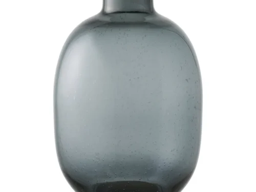 Vaas Kleski van zwart glas, rond model met hoge hals, 35 cm, stijlvolle woonaccessoire