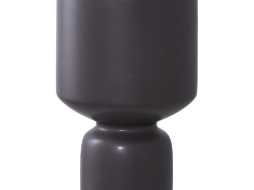 Zwarte keramische Bloempot Koontu H23,5 cm met strak design en elegante, hoge vorm