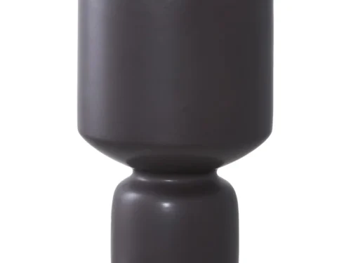 Zwarte keramische Bloempot Koontu H23,5 cm met strak design en elegante, hoge vorm