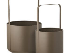 Bloempot Baullino Staal Bruin H35 cm - Set van 2