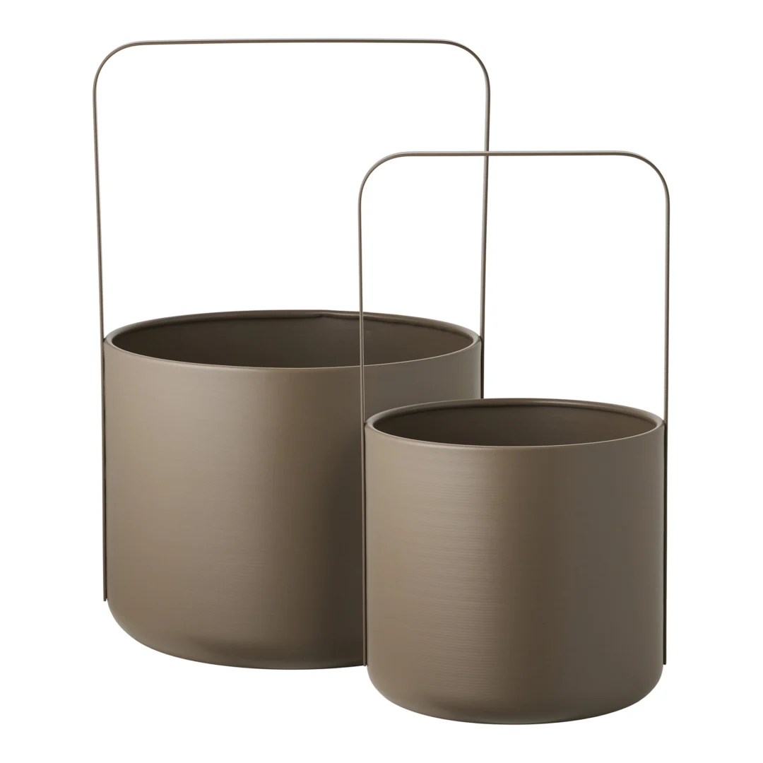 Bloempot Baullino Staal Bruin H35 cm - Set van 2 - Afbeelding 2