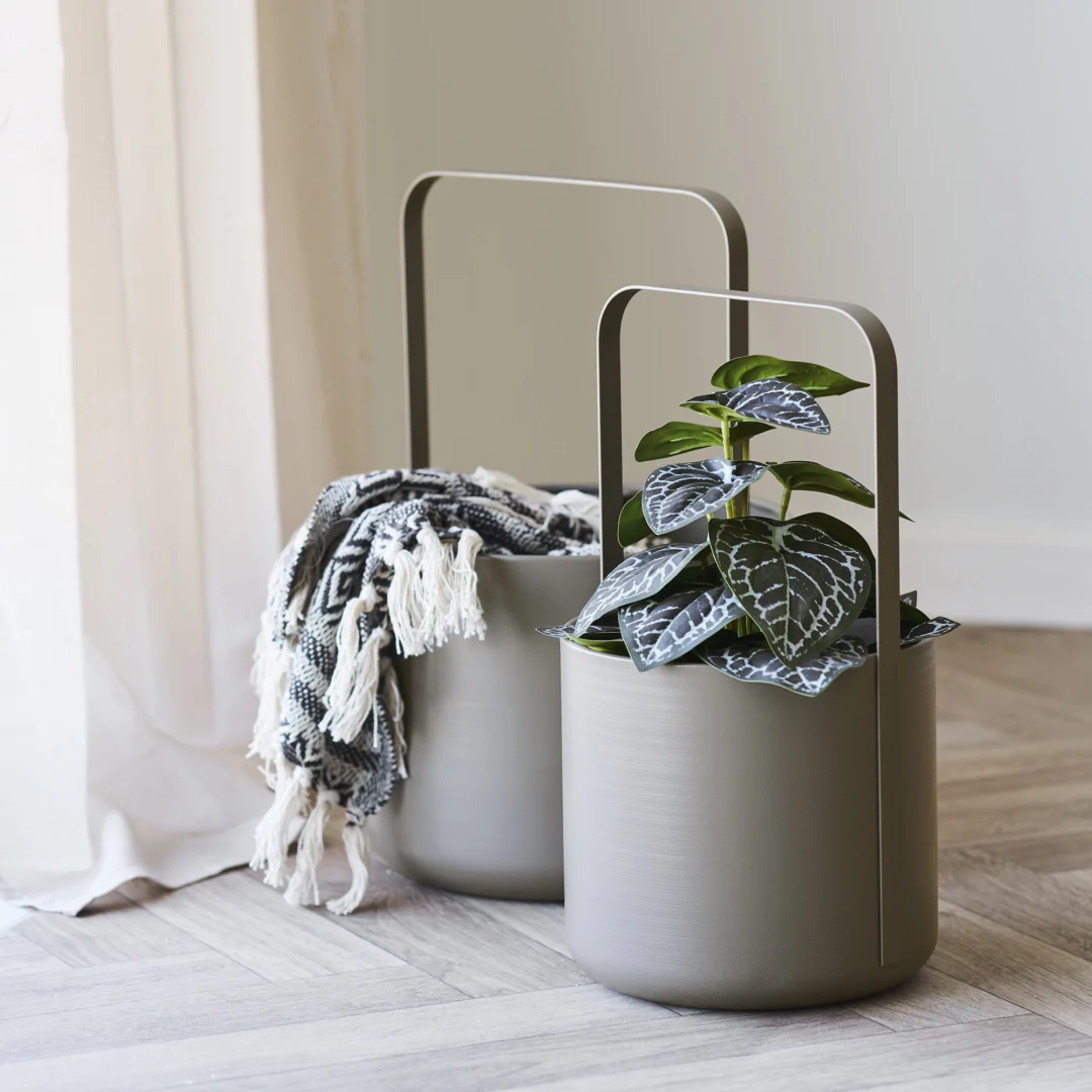 Bloempot Baullino Staal Bruin H35 cm - Set van 2 - Afbeelding 4