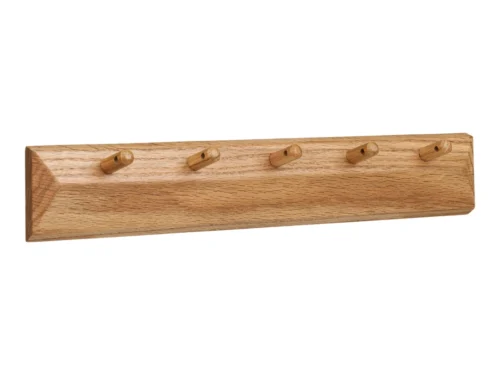Kapstok Faansun eiken 50 cm met vijf haken en naturelle afwerking voor hal of garderobe