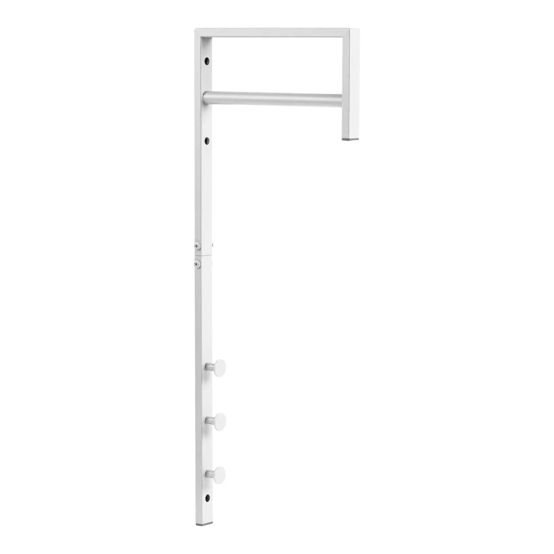 Kledingrek Connis van wit metaal, compact wandmodel met 3 haken en smal design