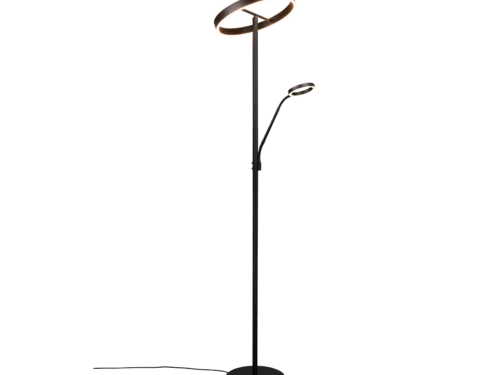 Baaldon vloerlamp matzwart H180 cm met 2 LED-lichtbronnen en modern ringdesign