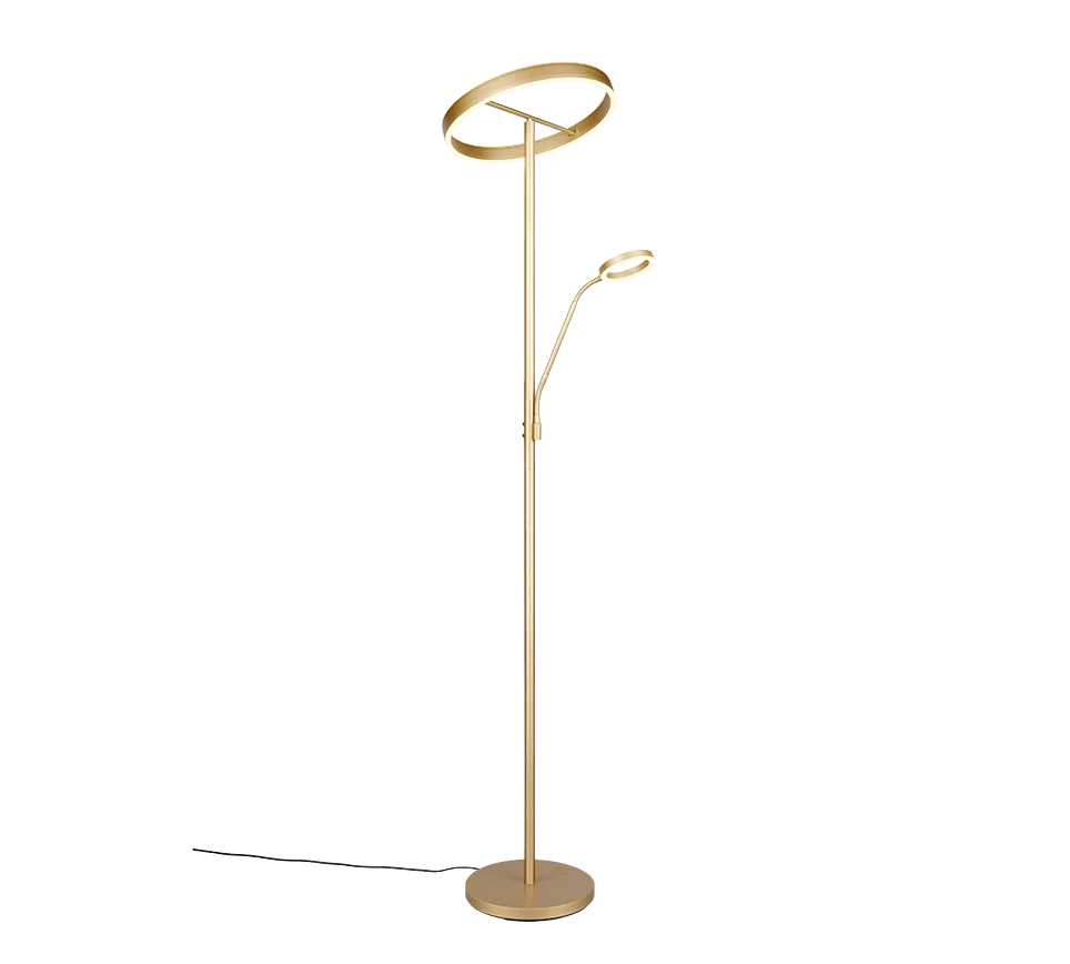 Vloerlamp Marco Goud H180 cm met metalen design, geïntegreerde LED en tweede lichtbron, set van 3