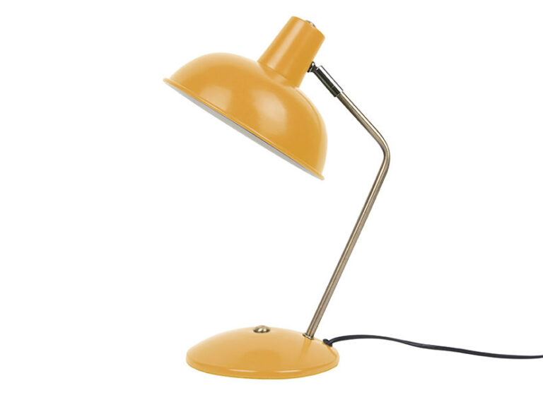 Gele Tafellamp Paukol H38 cm met metalen frame en compact design voor bureau of nachtkastje