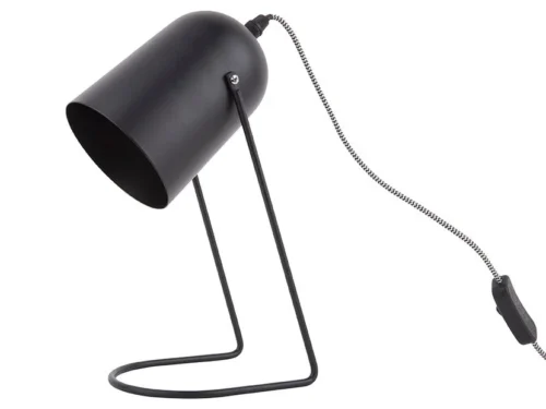 Tafellamp Zilvena zwart H30 cm met moderne kegelkap en slank metalen frame