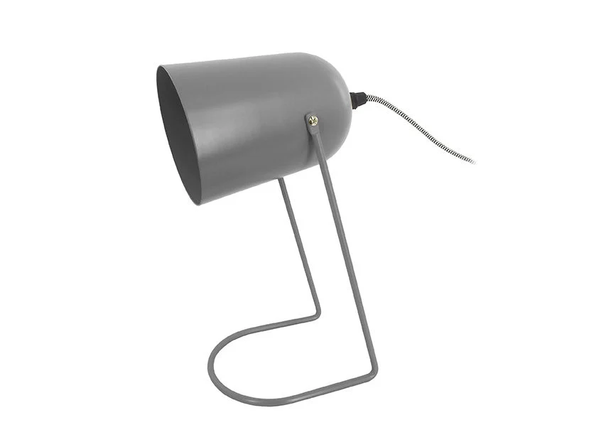 Tafellamp Klollino grijs met modern open silhouet en compact ontwerp voor bijzettafel of nachtkastje