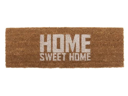 Troormio Wit kokos deurmat met HOME SWEET HOME opdruk, compact rechthoekig formaat voor de entree