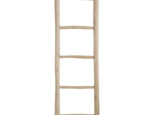Decoratie Ceiskel teak naturel, slanke decoratieve ladder van licht teakhout met rustieke uitstraling