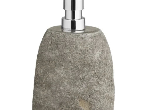 Woonaccessoire Zalvir steen naturel zeepomp met chromen pomp, rustiek en strak ontwerp