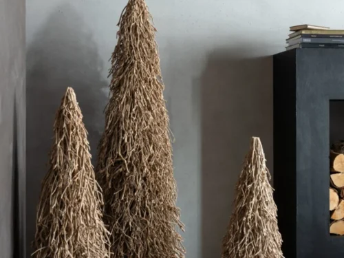 Kerstboom Gidek hout naturel, decoratieve set in drie maten voor een rustige, warme wintersfeer