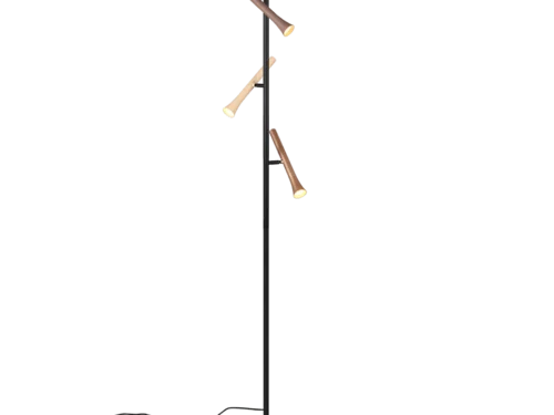 Vloerlamp Tendu Mat Zwart H150 cm, set van 3, met verstelbare spots en geïntegreerde LED-verlichting