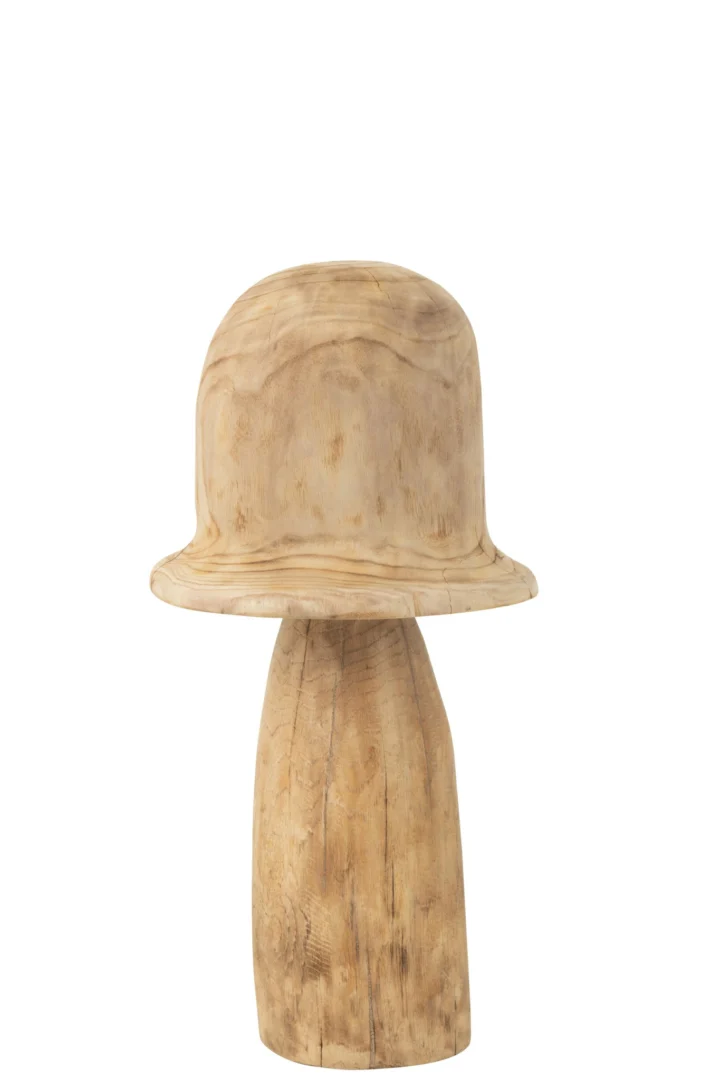 Decoratiefiguur Rennes hout naturel, paddenstoelvormig decoratieobject van 60 cm met warme natuurlijke uitstraling