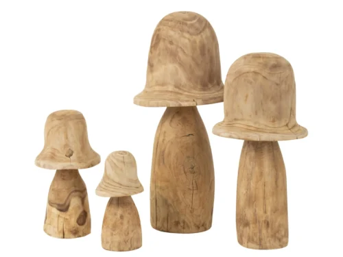 Decoratiefiguur Preevun naturel hout, 70 cm hoog, met robuuste mushroomvorm en stoere houtnerf